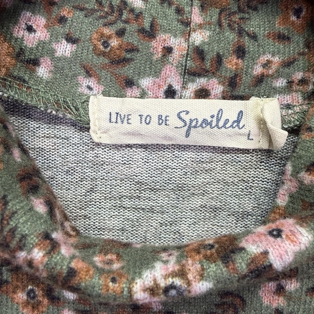Live to be Spoiled Woman's Babydoll Dress Size L Green Floral Cottage Core - Picture 6 of 12
